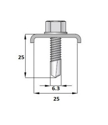 Clema cu surub autoforant verde pentru prindere panouri bordurate M6.3 x 25 mm, RAL 6005